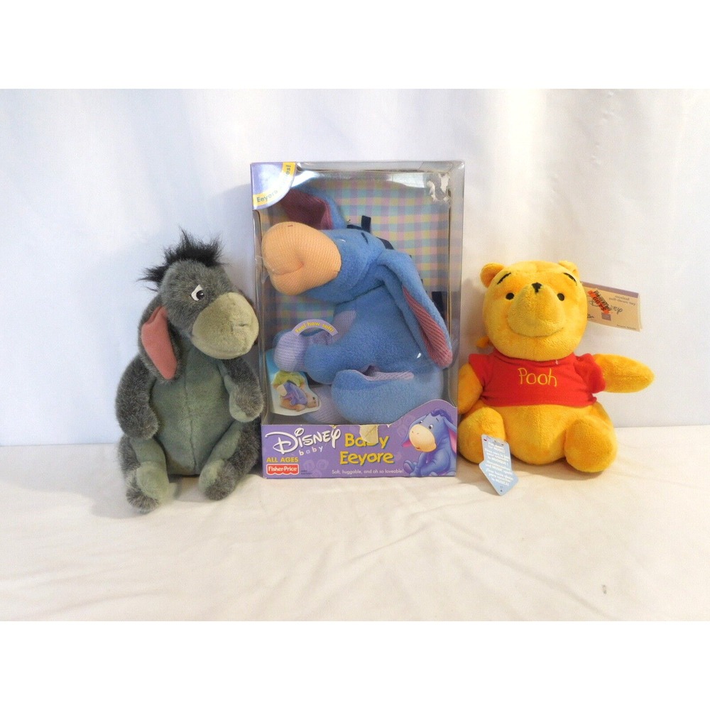 Baby's First Eeyore Disney Winnie the Pooh Rattles Stuffed Plush New + Winnie +